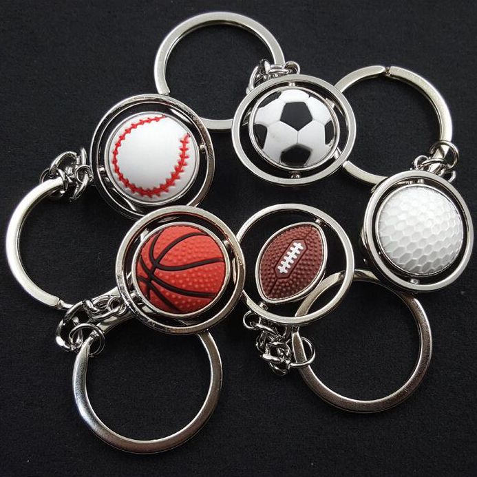 3d sports keychain rotating basketball soccer